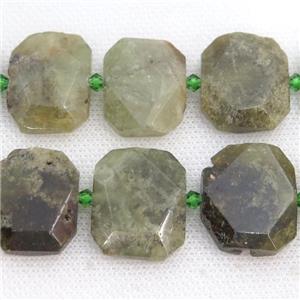 green Garnet Beads, faceted rectangle, approx 20-23mm