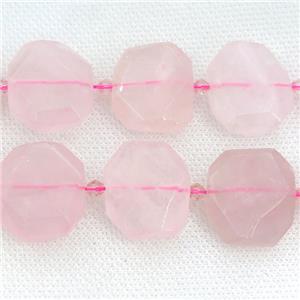 Rose Quartz Beads, faceted rectangle, approx 20-23mm