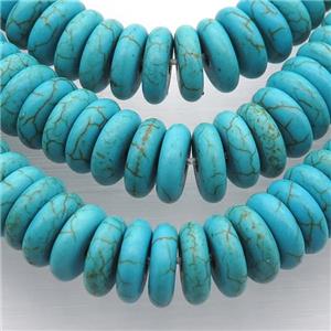 blue synthetic Turquoise heishi beads, approx 3x8mm