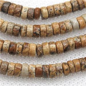 Picture Jasper heishi beads, approx 2x4mm