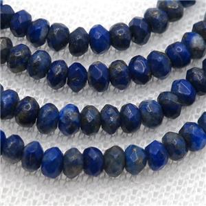 blue Lapis Lazuli, faceted rondelle, approx 2x4mm