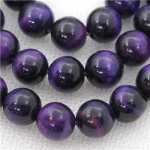 purple Tiger eye stone beads, round, approx 8mm dia