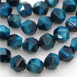 blue Tiger eye stone beads, faceted round, approx 8mm dia