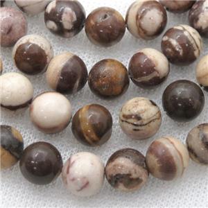 round Zebra Jasper Beads, approx 4mm dia