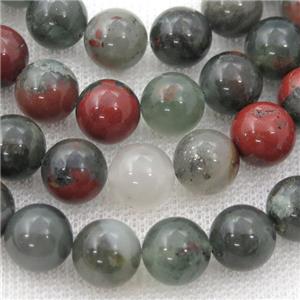 African BloodStone Beads Heliotrope Smooth Round, approx 6mm dia