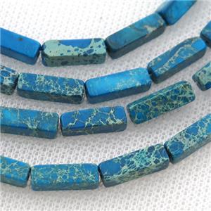 blue Imperial Jasper cuboid beads, approx 4x13mm