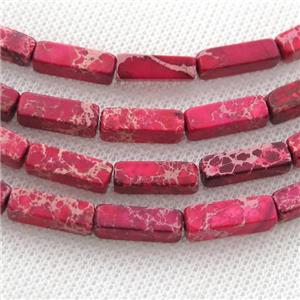 red Imperial Jasper cuboid beads, approx 4x13mm