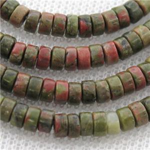 Unakite heishi beads, approx 4mm