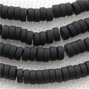 black jasper heishi beads, matte, approx 4mm