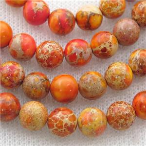 orange Imperial Jasper beads, round, approx 8mm dia