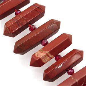 Red Jasper bullet beads, approx 9-38mm