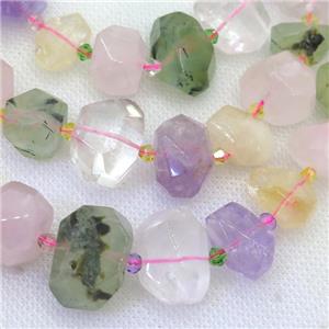 mix Gemstone nugget beads, faceted freeform, approx 12-18mm