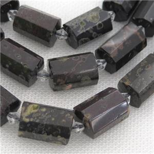 plum blossom Jasper beads, faceted tube, approx 12-18mm