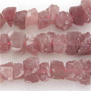 Strawberry Quartz chip beads, freeform, approx 8-15mm