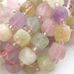 mix Gemstone Beads, faceted cube, approx 8mm