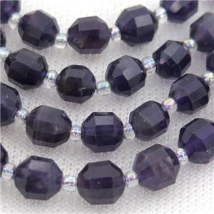 deeppurple Amethyst bullet beads, approx 7-8mm