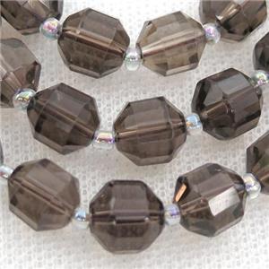 Smoky Quartz bullet beads, approx 9-10mm