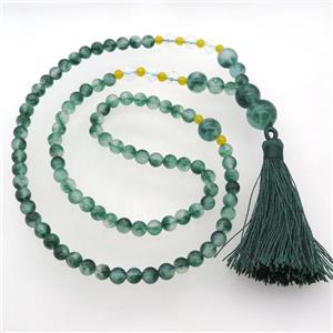 dichromatic Malaysia Jade Necklaces with tassel, approx 6-14mm, 63cm length