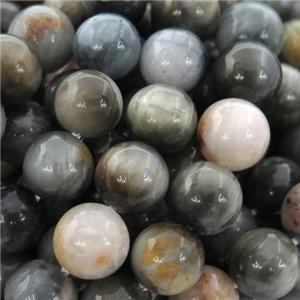 round Hawkeye Stone Beads, approx 8mm dia