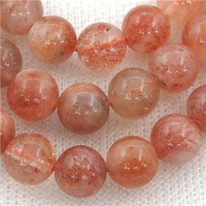 orange SunStone Beads, round, A-grade, approx 9mm dia