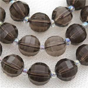 Smoky Quartz lantern beads, approx 8mm dia