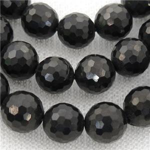 black Coal Crystal Beads, faceted round, approx 8mm dia