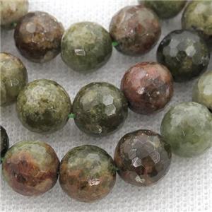 green Garnet Beads, faceted round, approx 10mm dia