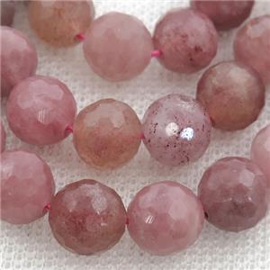 Strawberry Quartz Beads, faceted round, approx 6mm dia