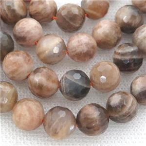 black SunStone Beads, faceted round, approx 6mm dia