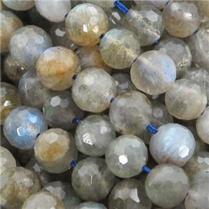 Labradorite Beads, faceted round, B-grade, approx 6mm dia