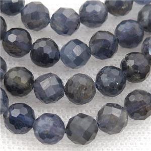 Iolite Beads, faceted round, inkblue, approx 6mm dia