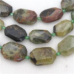 green Garnet Beads, faceted rectangle, approx 15-22mm