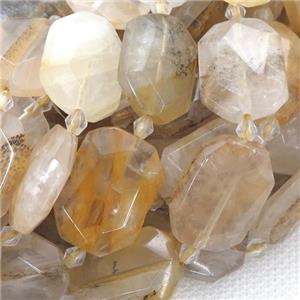 Landscape Quartz Beads, faceted rectangle, approx 15-22mm