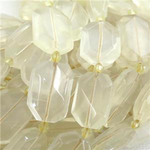 Lemon Quartz Beads, faceted rectangle, approx 15-22mm