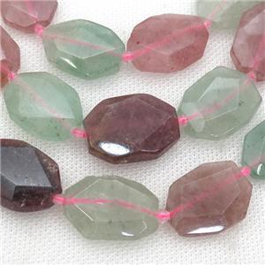 Strawberry Quartz Beads, faceted rectangle, mixed, approx 15-22mm