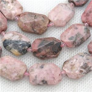 pink Rhodonite Beads, faceted rectangle, approx 15-22mm