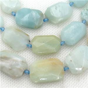 Amazonite Beads, faceted rectangle, approx 15-22mm