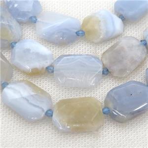 blue Lace Agate Beads, faceted rectangle, approx 15-22mm