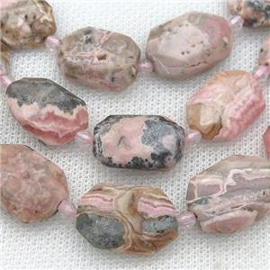 Argentine Rhodochrosite Beads, faceted rectangle, approx 15-22mm