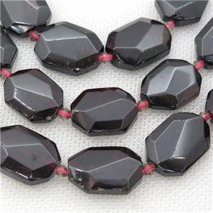 Garnet Beads, faceted rectangle, approx 15-22mm