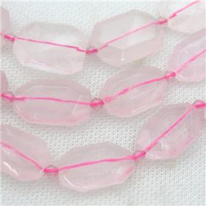 Rose Quartz Beads, faceted rectangle, approx 15-22mm