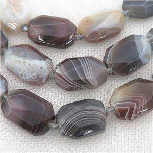 Botswana Agate Beads, faceted rectangle, approx 15-22mm