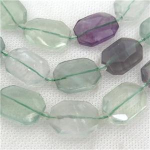 Fluorite Beads, faceted rectangle, approx 15-22mm