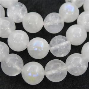 white MoonStone Beads, round, electroplated, approx 6mm dia