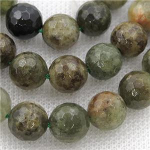 green Garnet Beads, faceted round, approx 12mm dia