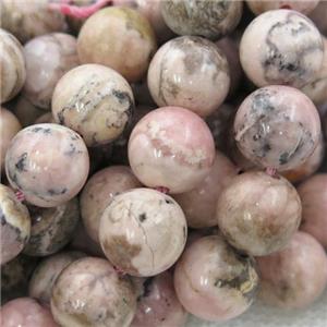 Pink Argentine Rhodochrosite Beads Smooth Round B-Grade, approx 10mm dia