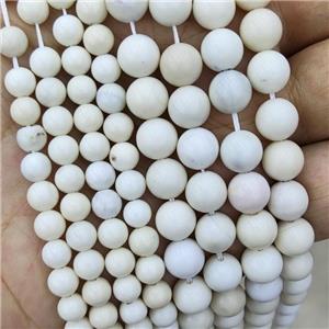 White Ivory Jasper Beads Smooth Round, approx 8mm dia