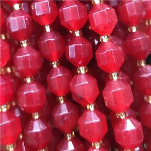 red Jade bullet beads, approx 8mm