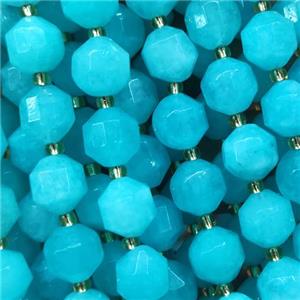 teal Jade bullet beads, approx 10mm