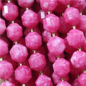 hotpink Jade bullet beads, approx 8mm